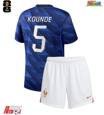 Francia Jules Kounde #5 Primera Equipación Niños Mundial 2026 Manga Corta (+ Pantalones cortos)